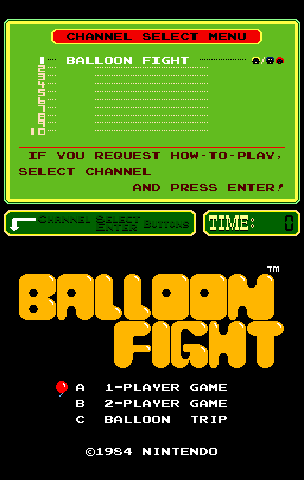 Balloon Fight (PlayChoice-10) Title Screen